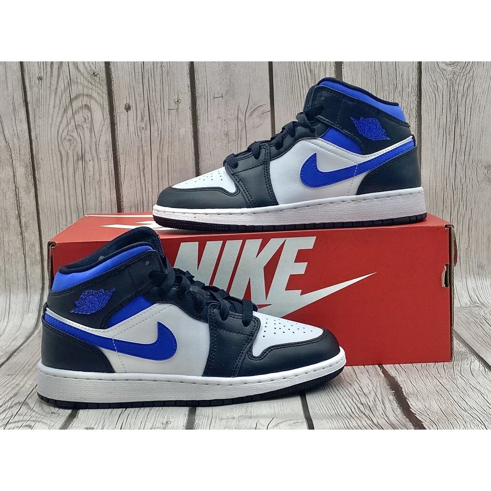 Size 4y - Nike Air Jordan 1 Mid GS Racer Blue 554725 140